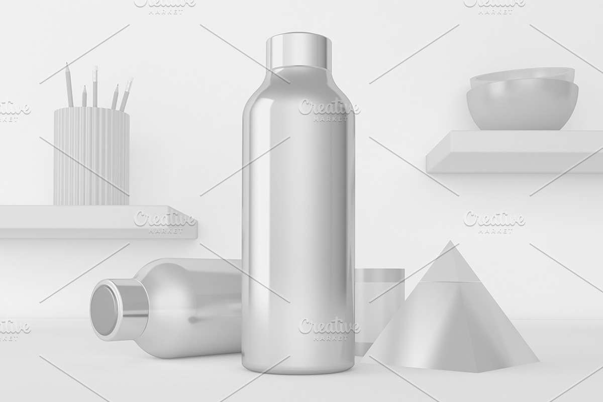 Water Bottle Desktop Mockup, a Merchandise Mockup by Qaleb Studio (Photo 2 of 2)