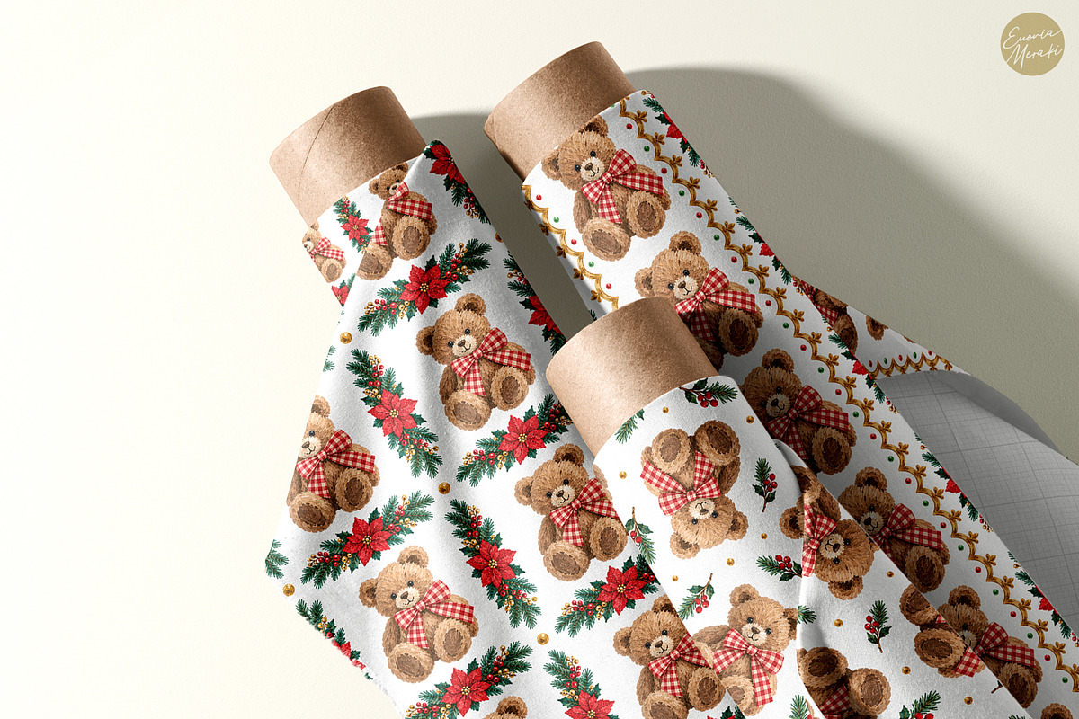 Vintage Christmas Bear Patterns, a Pattern Graphic by Euonia Meraki (Photo 7 of 9)
