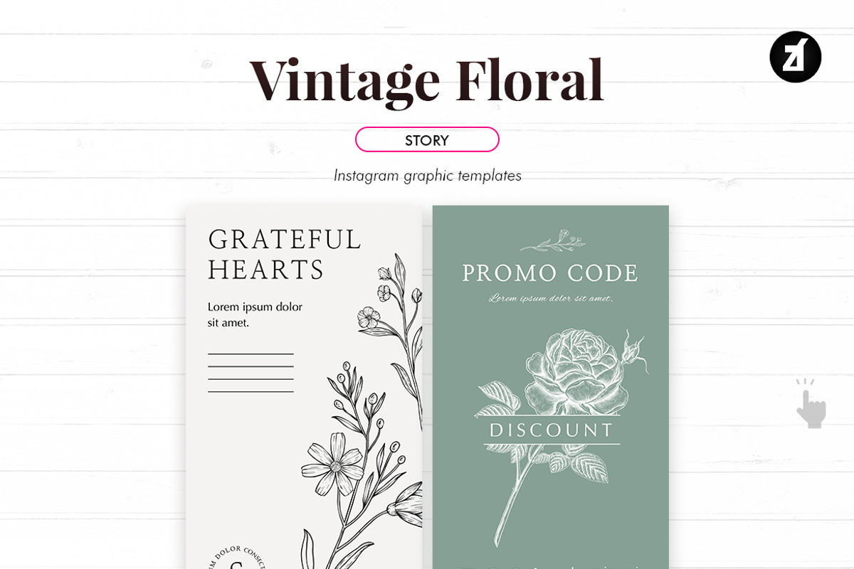 Vintage floral social media template, a Social Media Template by Chanut is industries (Photo 6 of 11)