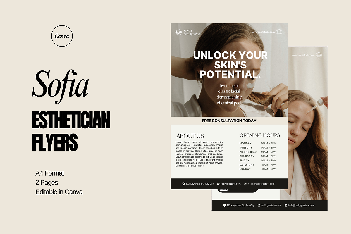 Esthetician flyer template, a Flyer Template by My Template Studio (Photo 2 of 6)