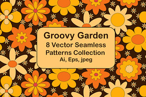 Groovy Flowers Seamless Patterns