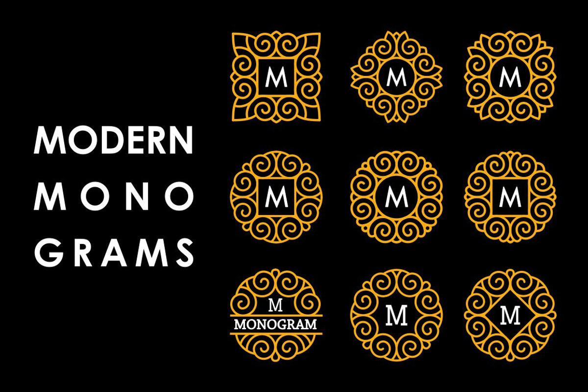 9 Modern Monograms, a Background Graphic by Pgmart (Photo 1 of 6)