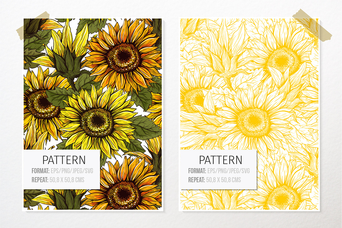 Sunflower Patterns Collection, a Pattern Graphic by ilonitta (Photo 6 of 16)