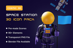 Cosmic 3D Space Station 3D Icon