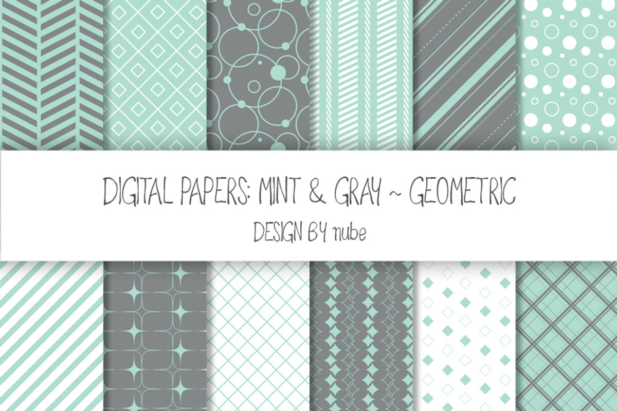 Geometric Seamless Patterns - Mint