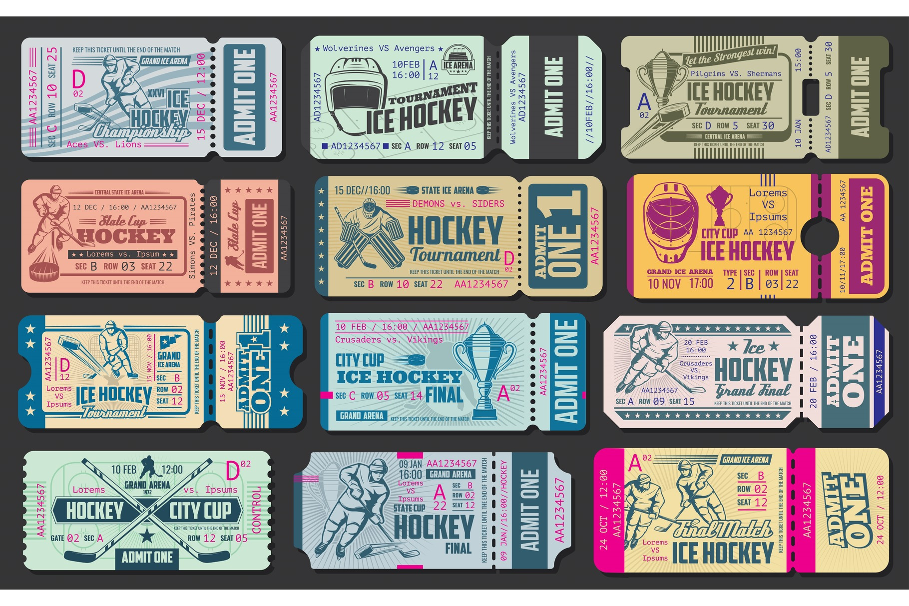 Ice Hockey Game Vector Tickets by Vector Tradition  Creative Market