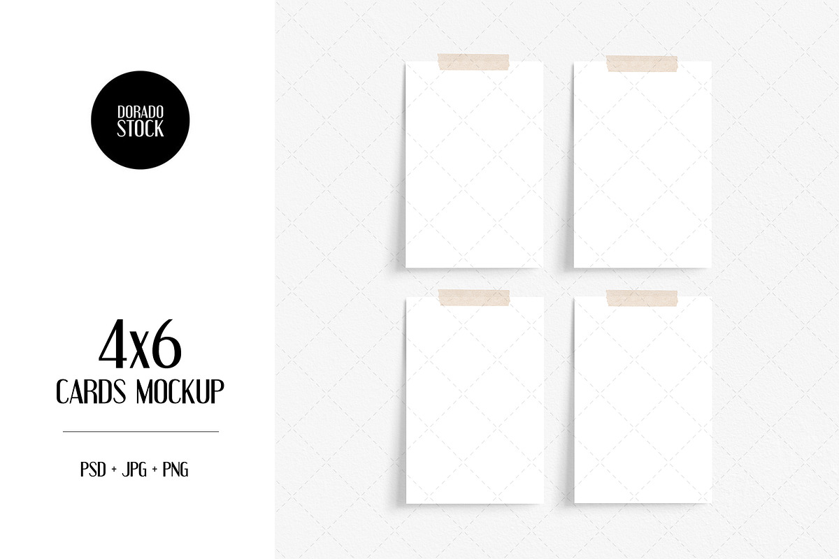 4x6 cards mockup with washi tape, a Print Template by Dorado Stock (Photo 1 of 3)