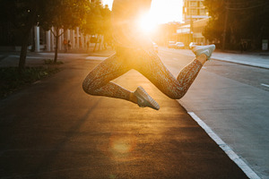 Sunset running v5 stock photo