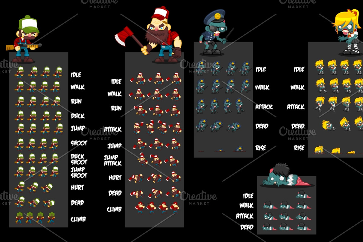 Characters Spritesheets 9, a Texture Illustration by pzUH (Photo 2 of 3)
