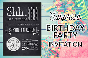 A Surprise Birthday Party Invite, an Invitation Template by BF Studios