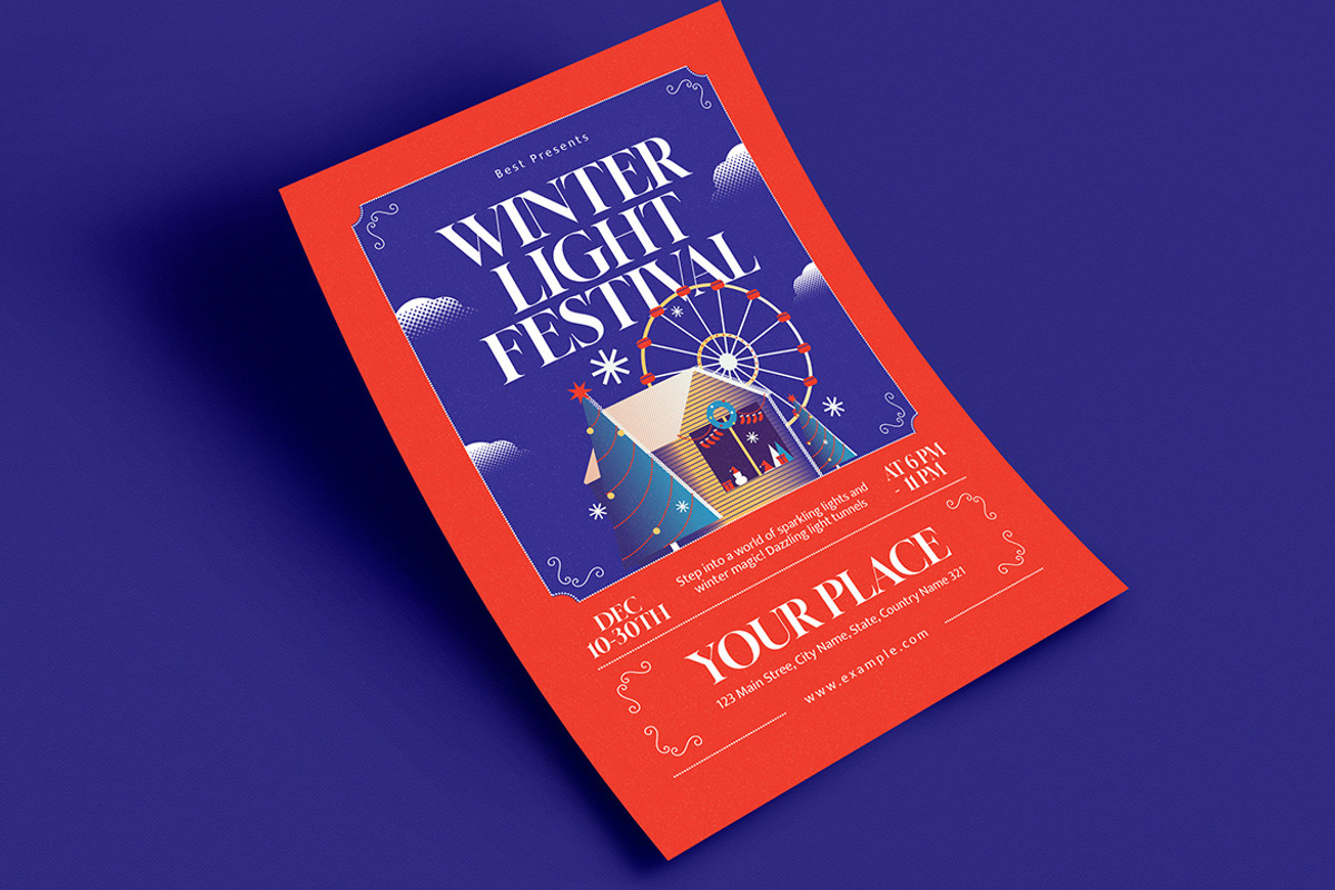 Red Winter Light Festival Flyer, a Flyer Template by VectorVactory (Photo 3 of 3)