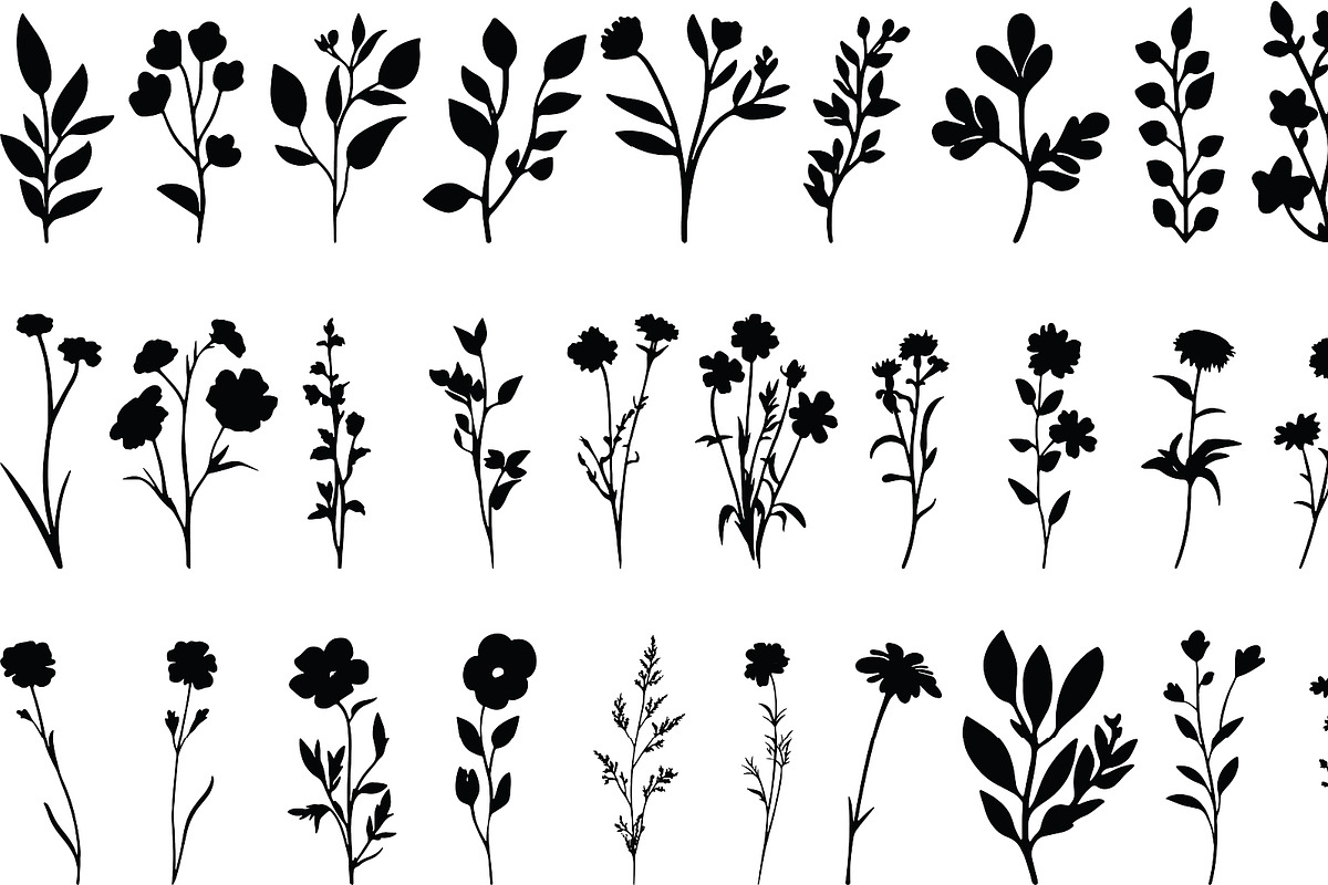 Wildflowers Silhouette - Vector AI, an Object Graphic by DesignBTF (Photo 2 of 7)
