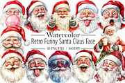 Retro Funny Santa Claus Face Clipart, an Illustration by Libby Wishes (Thumbnail 1 of 6)