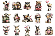 Whimsical Valentine Animal Clipart, an Illustration by OK Design (Thumbnail 3 of 6)