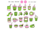 Girly Matcha Aesthetic Clipart, a Food Illustration by Stellalunarts (Thumbnail 2 of 4)