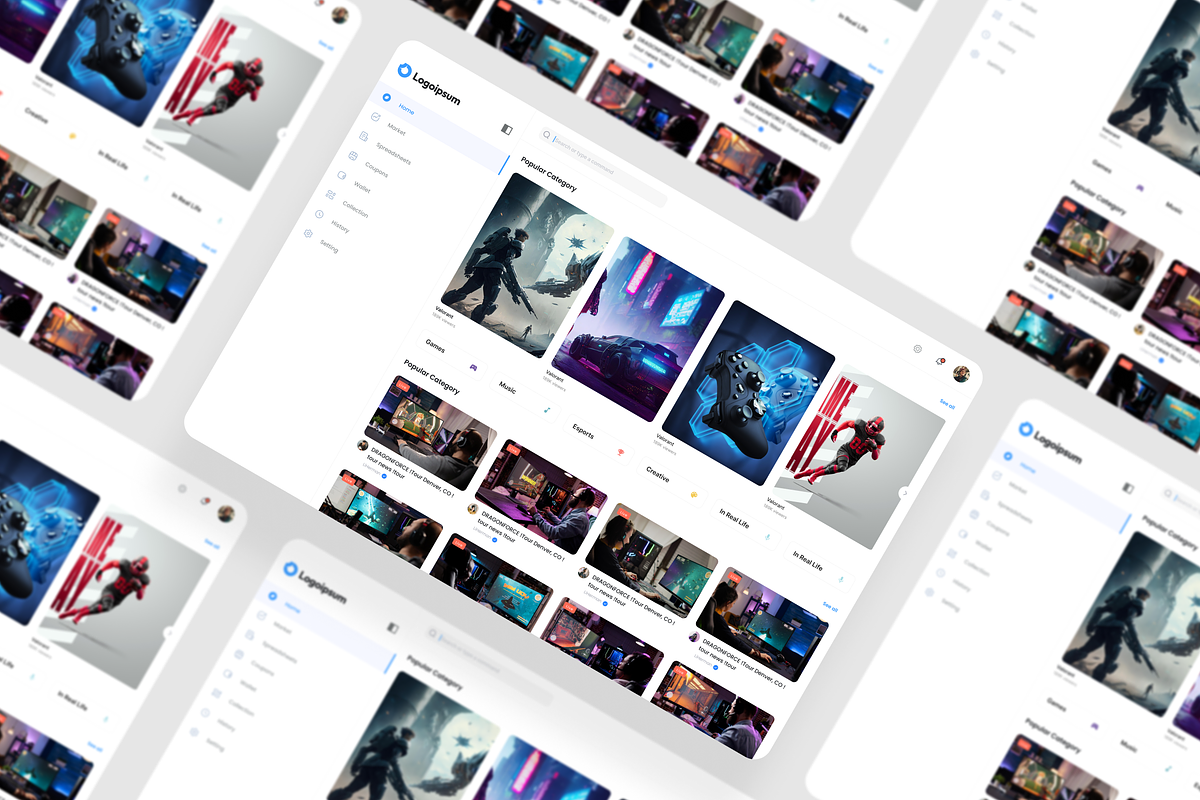 Game Livestream Dashboard UI Kit, an UI Kit Template by iDoodle Studio