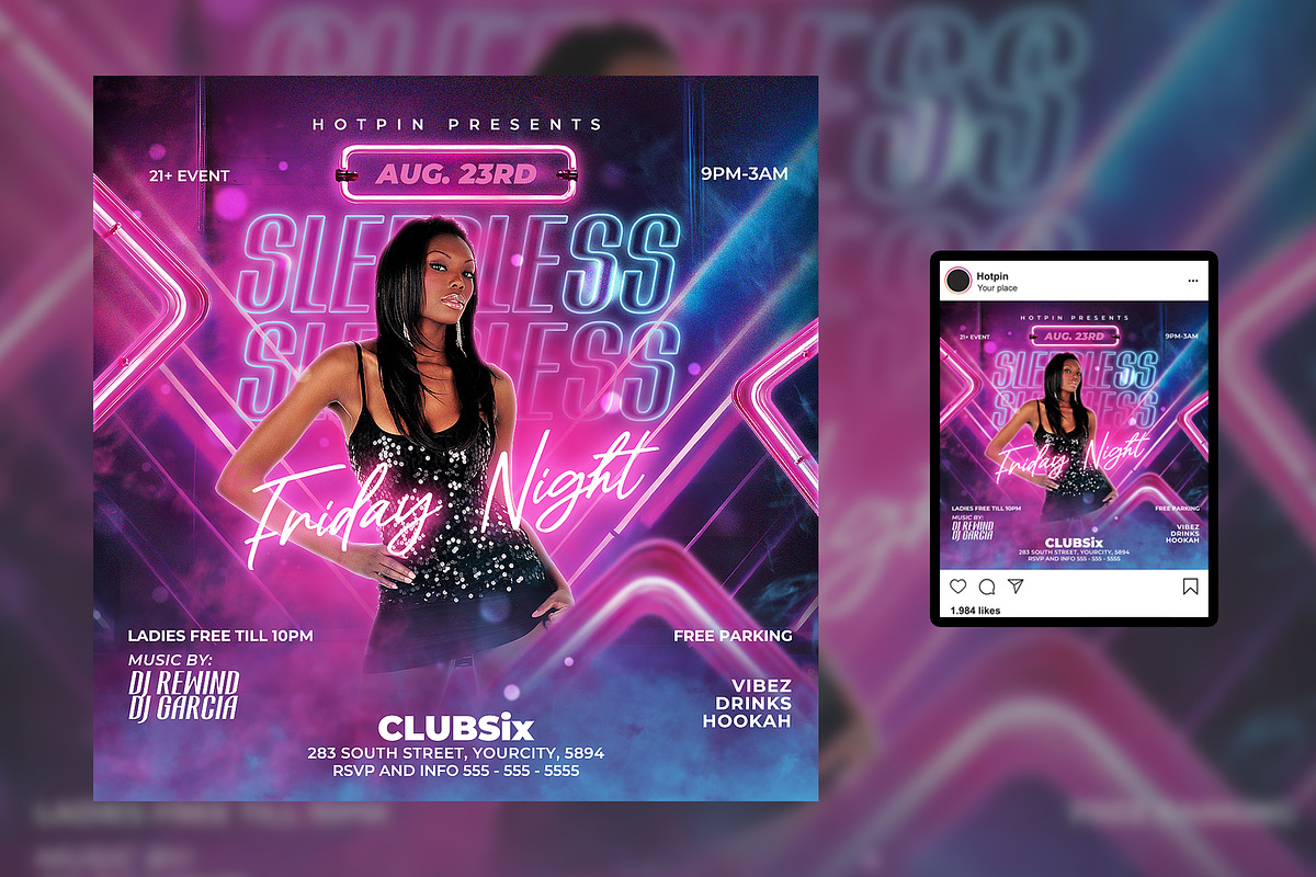 Night Club Party Flyer Template, a Flyer Template by Hotpin (Photo 2 of 2)