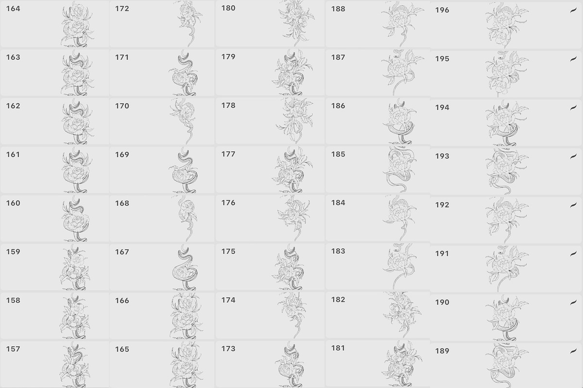 Procreate Snake stamps with flowers., a Brush Add-On by AnnaPolitmerskaja (Photo 8 of 8)