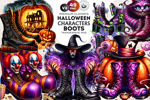Vibrant Halloween Boots Clipart V2, an Illustration by ThatsDesignArt
