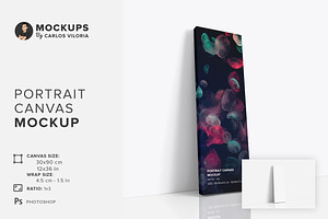 Portrait Canvas Ratio 1x3 Mockup, a Print Template by Mockups by Carlos Viloria
