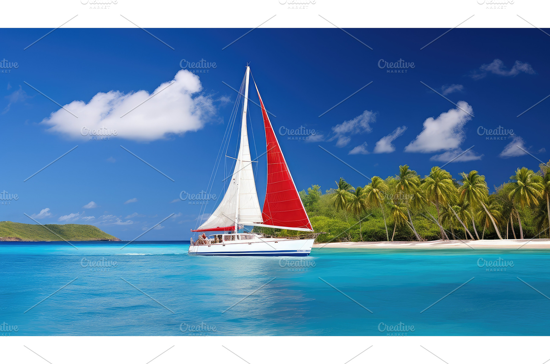paradise red white blue graphics ai, a Nature Photo by pikepicture