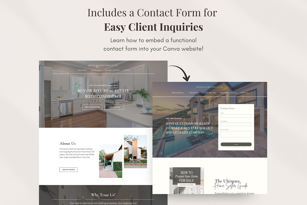 Real Estate Canva Website Template, a Landing Page Template by GlamWebDesigns (Photo 3 of 8)
