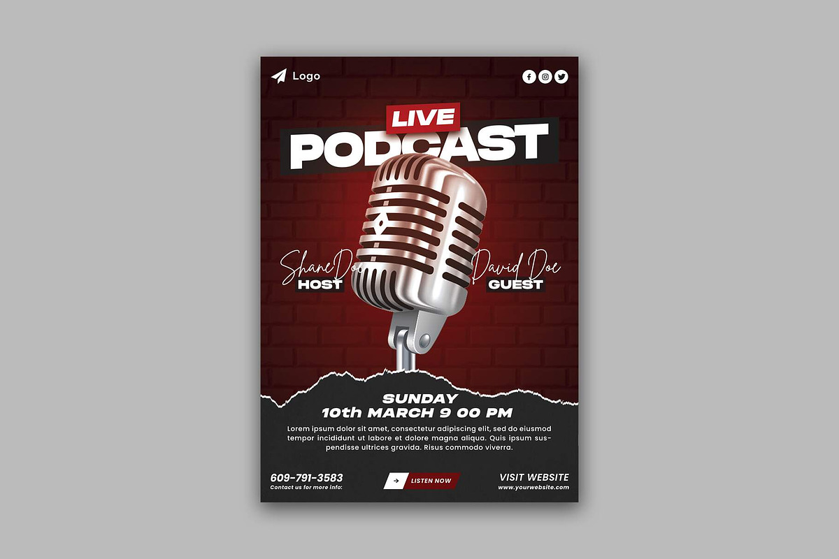 Podcast Talk Show Flyer Template, a Flyer Template by Saman Osama (Photo 2 of 4)