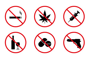 Ban Illegal Drug, Drink Alcohol Sign, an Object Illustration by Vector Creator