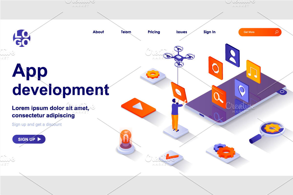 Isometric Landing Page Template, a Templates & Theme by alexdndz (Photo 2 of 31)