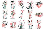 Valentine Kitten Cliparts Bundle, an Illustration by Craft Nest (Thumbnail 3 of 7)
