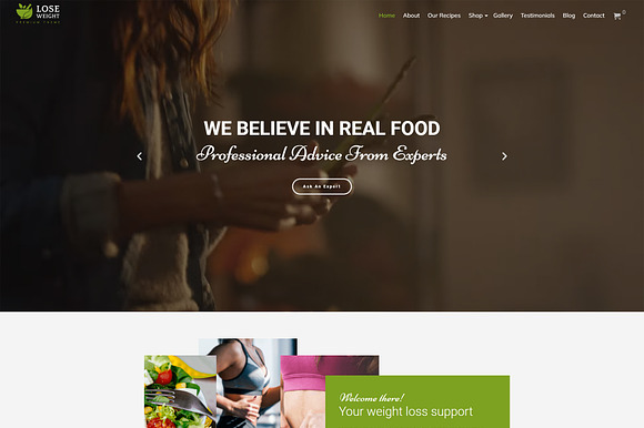Lose Weight: Fitness Nutrition WordPress Theme preview 7