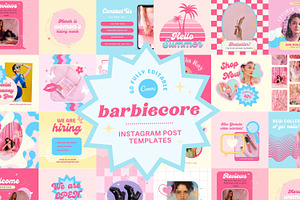 Barbiecore Instagram Post Template, a Social Media Template by Hell Yeah Designs