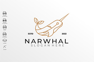 Lineart Geometric Narwhal Logo