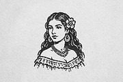 Vintage Senorita Vector Portrait, a Person Illustration by lettett (Thumbnail 3 of 3)