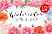 20%OFF! Watercolor Romantic Flowers, an Illustration by Katya Zlobina (Thumbnail 1 of 6)