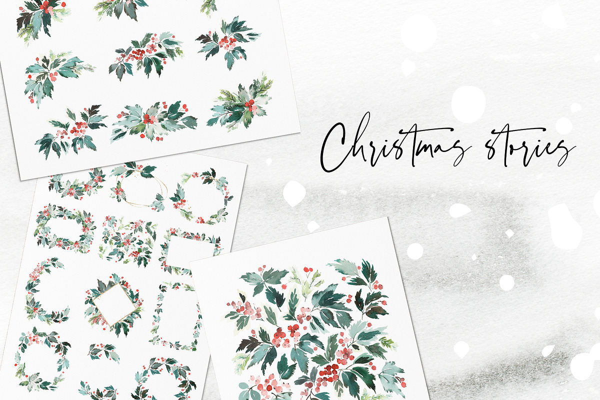 Christmas Watercolour Set | 90 PNG, a Card Template by Karma (Photo 1 of 12)