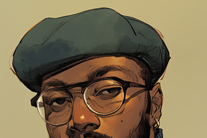 Stylish Portrait Of A Man Wearing A Beret And Eyeglasses