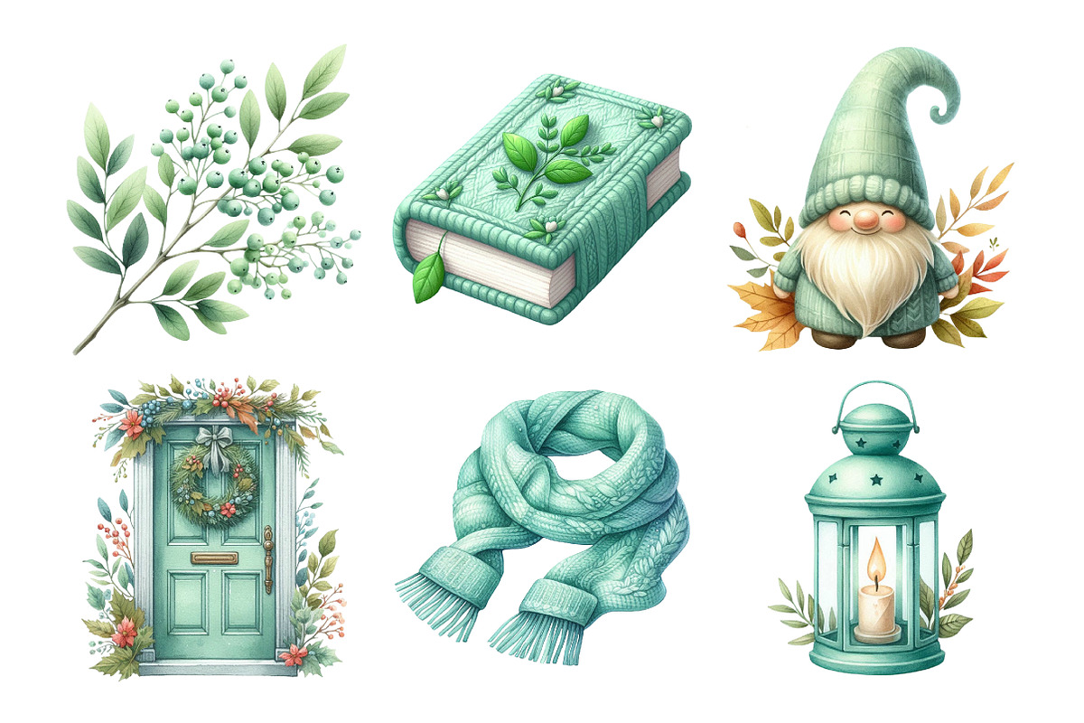 Mint Fresh Green Autumn Clipart, an Illustration by Daily.Designs (Photo 4 of 5)