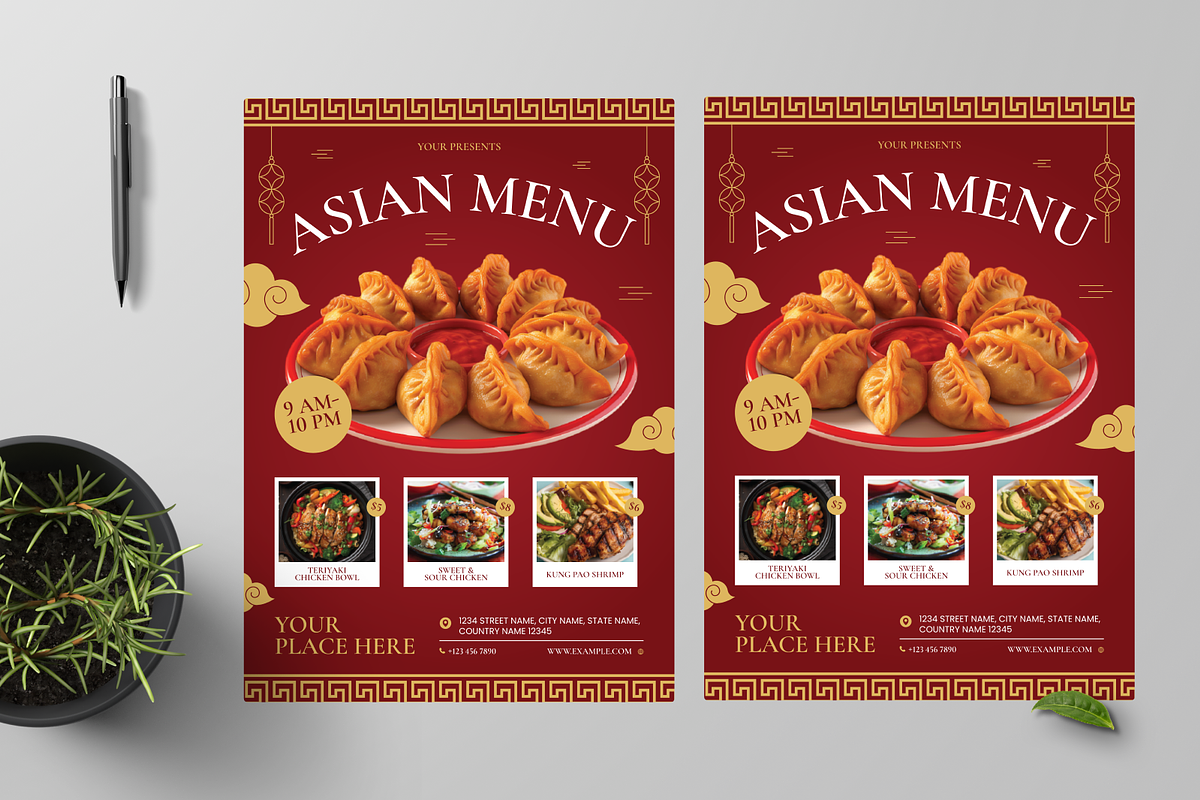 Asian Menu Flyer, a Flyer Template by Annora Studio (Photo 2 of 6)