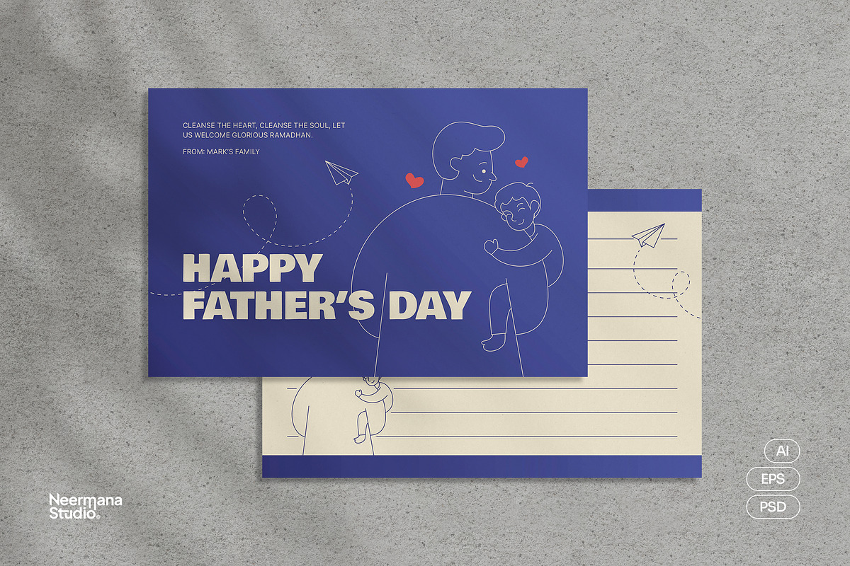 Blue Fathers Day Greeting Card, a Card Template by Neermana (Photo 1 of 4)