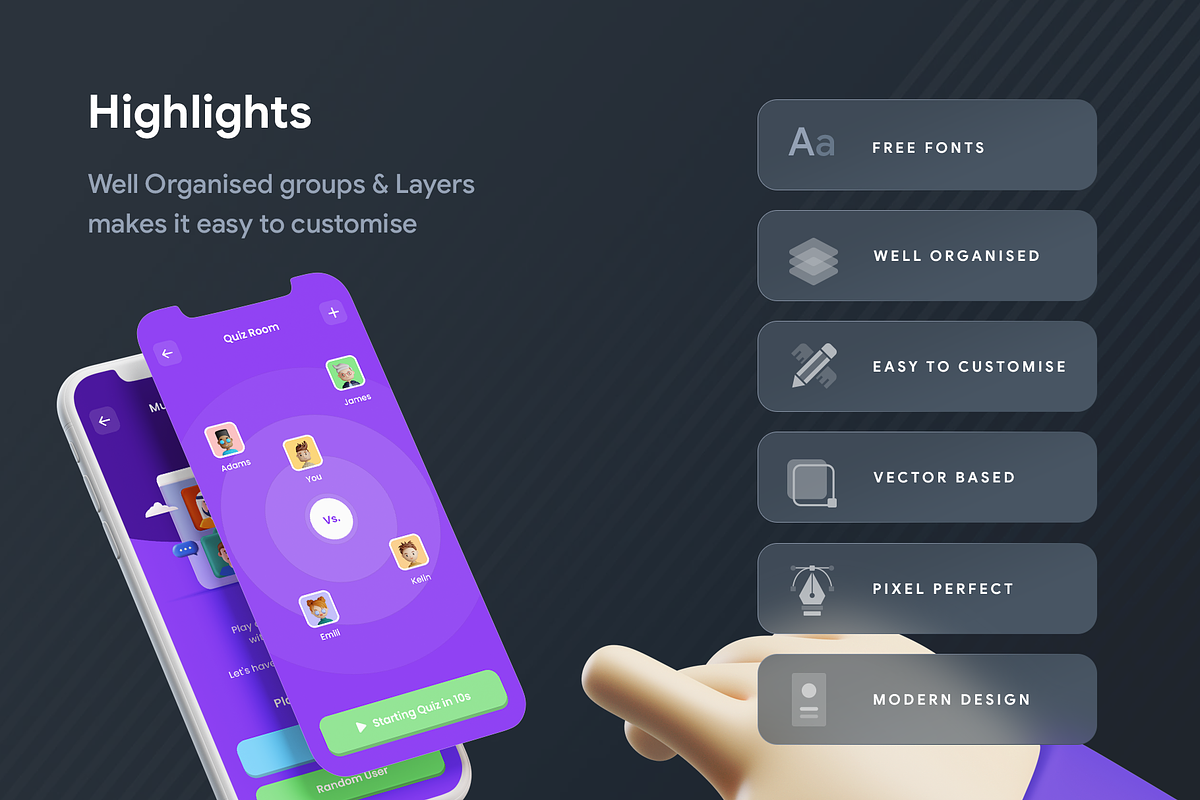 Modern Quiz App UI | Quizon, an UI Kit Template by Opus LabWorks (Photo 2 of 7)