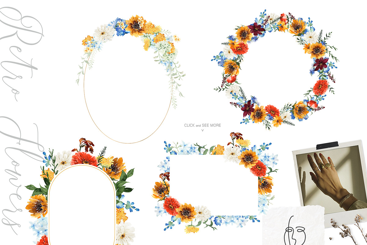 Watercolor flower - Retro flower RYB, an Illustration by Beigetime (Photo 5 of 10)