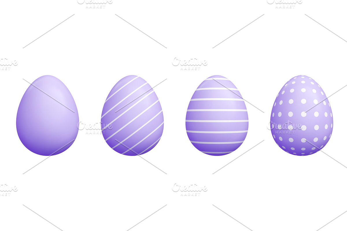 Cartoon 3d Easter egg set - purple, an Object Illustration by YuliiaOsadcha