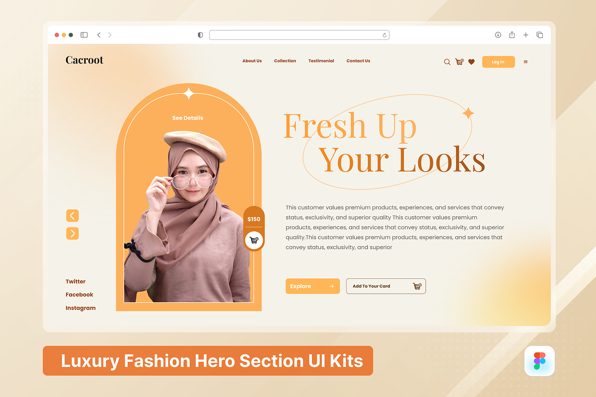 Cacroot - Luxury Fashion Hero Header, an UI Kit Template by SquidPixey (Photo 1 of 3)