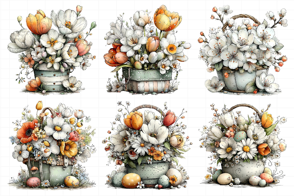 Spring Flower Basket Clipart, an Illustration by Daily.Designs (Photo 4 of 8)