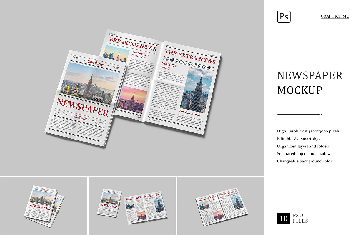 Newspaper Mockup, a Flyer Template by graphictime (Photo 1 of 12)