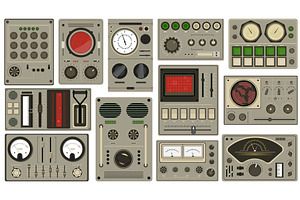 Control panel buttons. Retro, a Technology Illustration by YummyBuum