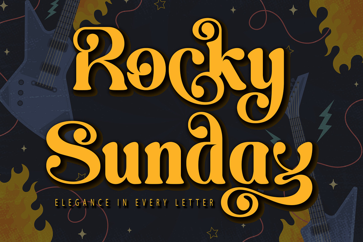 Rocker Sunday, a Sans Serif Font by Letterara (Photo 1 of 13)