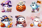 Watercolor Cute Boo Halloween Clipar, an Illustration by SVGArt (Thumbnail 5 of 8)
