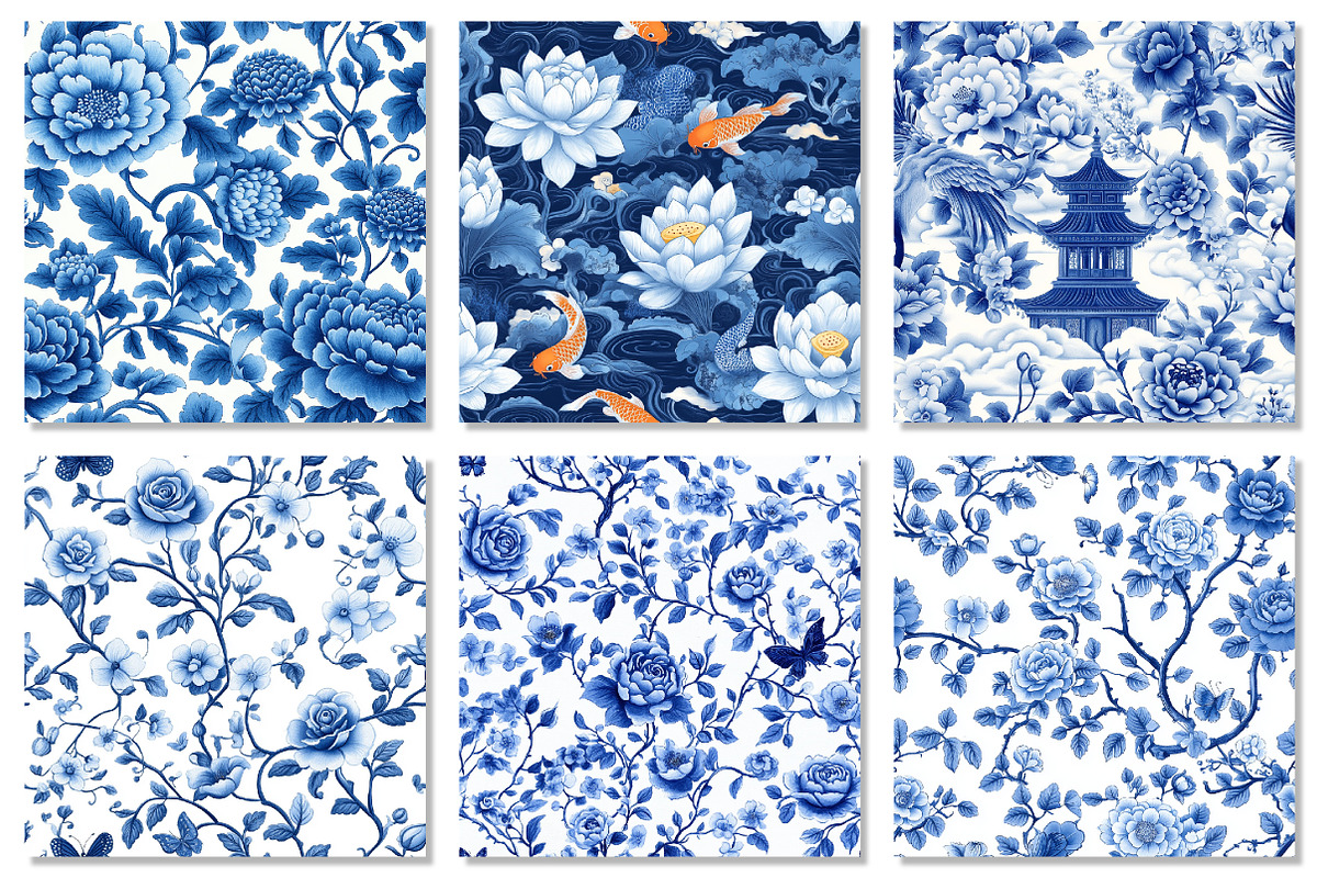 Blue Chinoiserie Seamless Pattern, a Texture Graphic by Dream Creation (Photo 5 of 6)